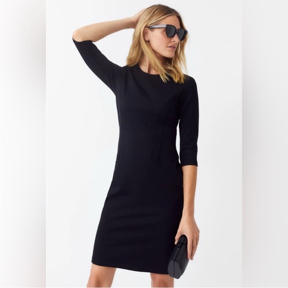 J McLaughlin Catalyst Dress Black Large 3/4 Sleeves Pockets Stretch - Picture 5 of 15